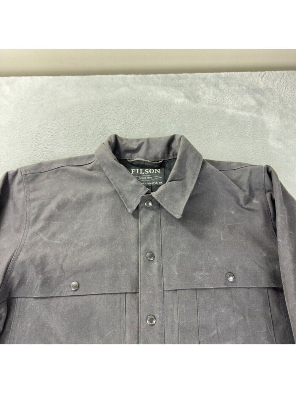 CC Filson Tin Cloth Short Lined Cruiser Jacket Mens XL Black Waxed Canvas - Picture 12 of 16
